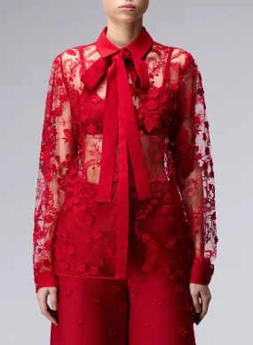 3D Embroidered Tulle Shirt