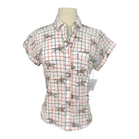 Ariat Pro Series Show Shirt Polo in White/Red and Blue Plaid Horses - Women's XS