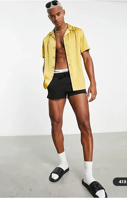 ASOS DESIGN Men's Revere Satin Buttondown Shirt