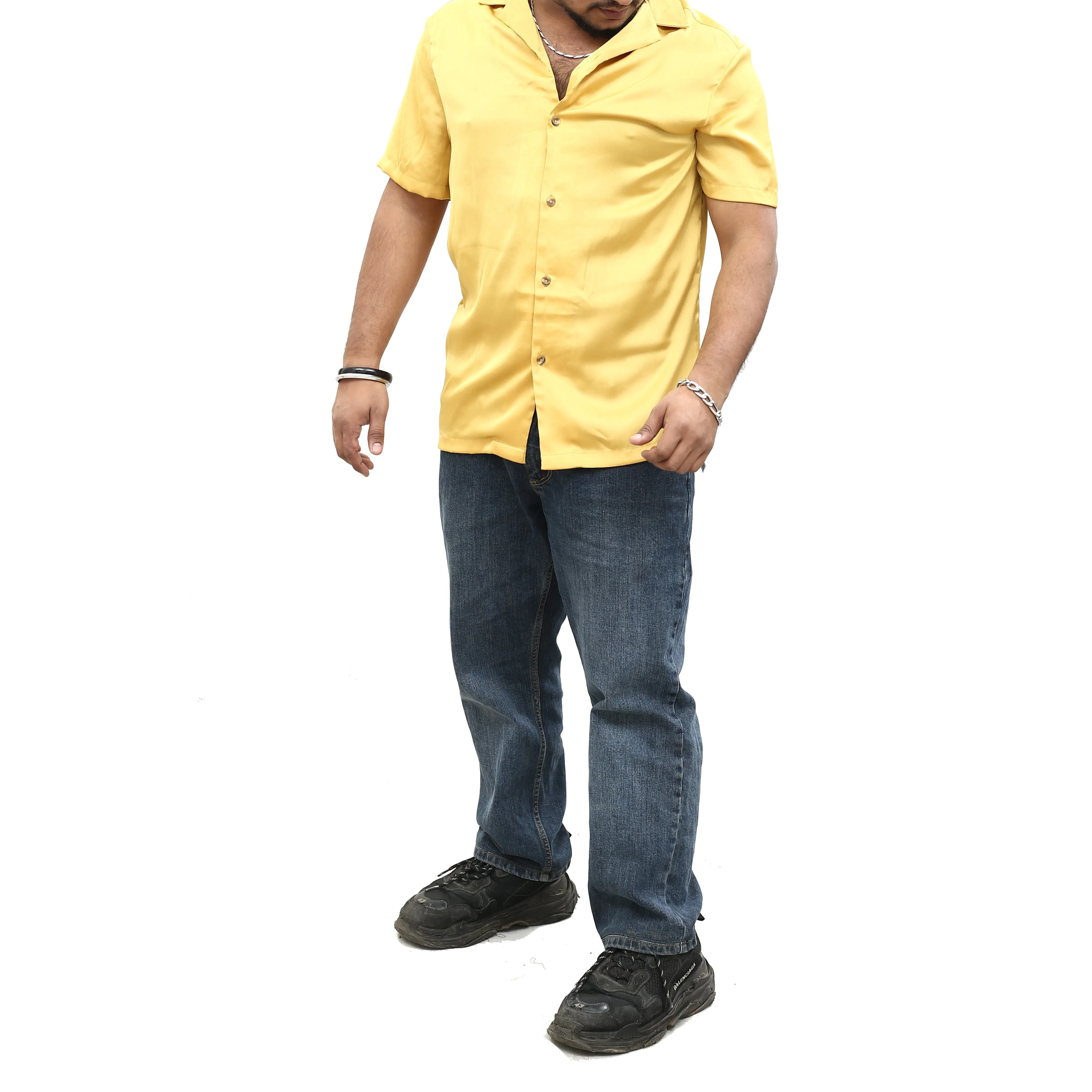 ASOS DESIGN Men's Revere Satin Buttondown Shirt
