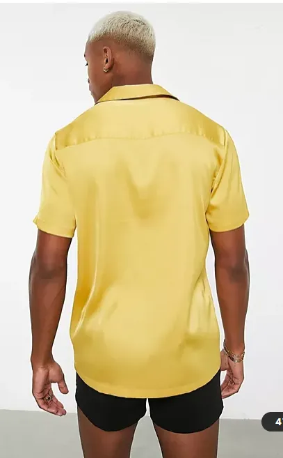 ASOS DESIGN Men's Revere Satin Buttondown Shirt