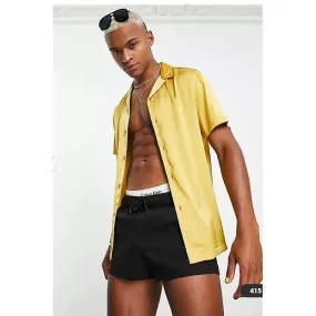ASOS DESIGN Men's Revere Satin Buttondown Shirt
