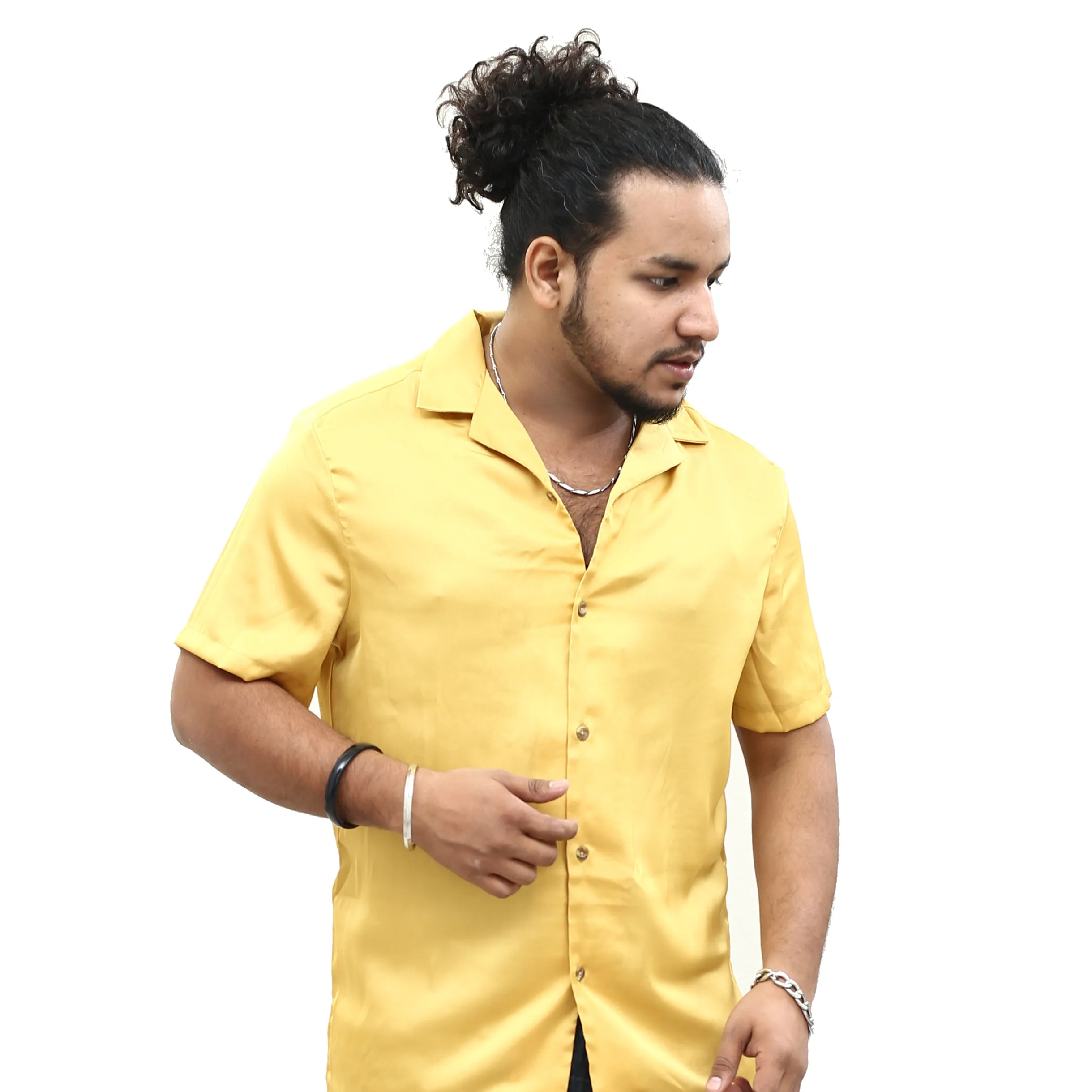 ASOS DESIGN Men's Revere Satin Buttondown Shirt