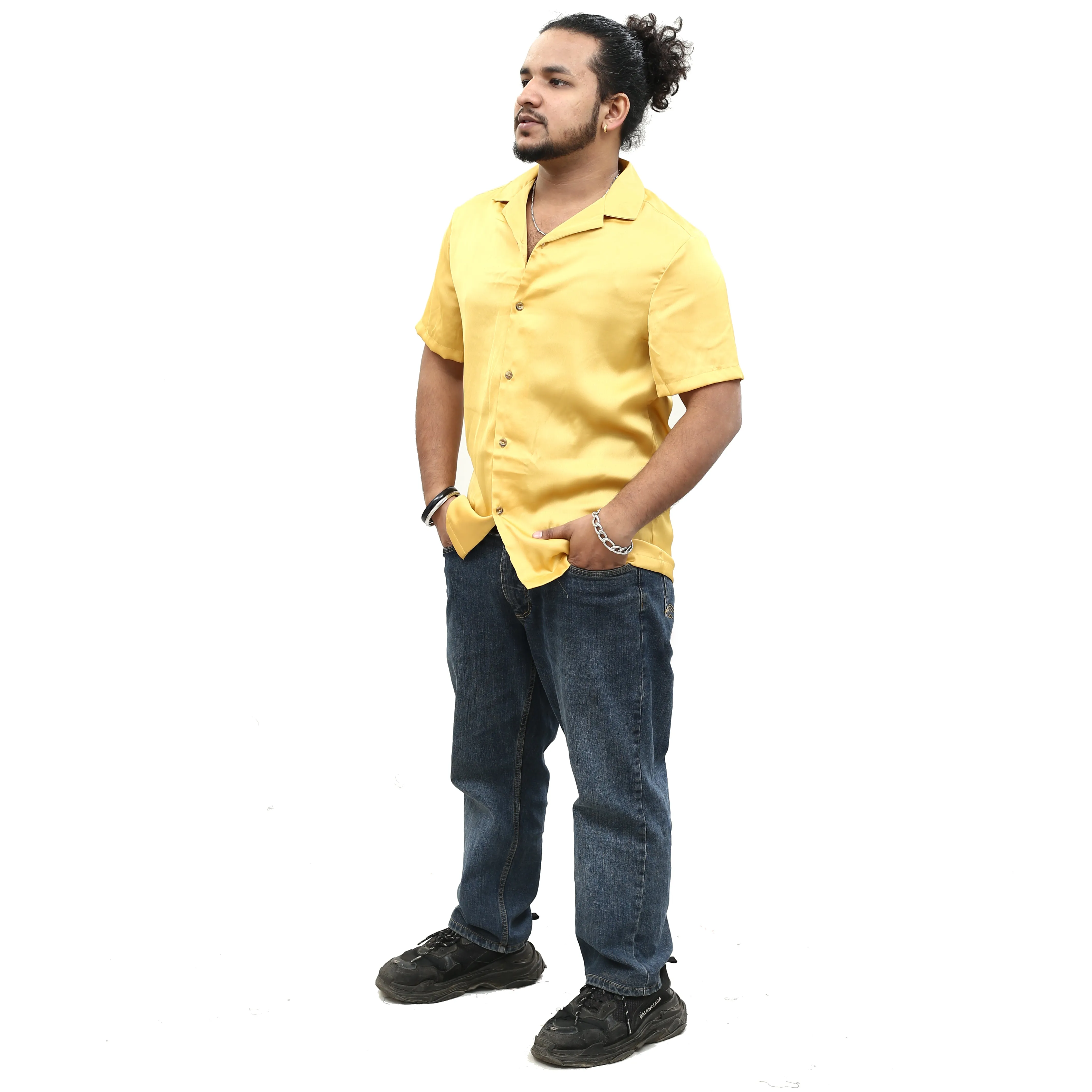 ASOS DESIGN Men's Revere Satin Buttondown Shirt