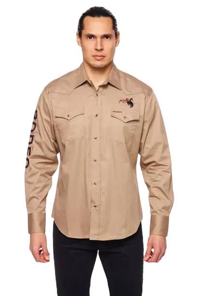 Avalon Men's Solid Rodeo Khaki Shirt