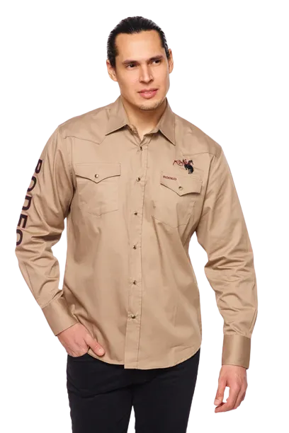 Avalon Men's Solid Rodeo Khaki Shirt