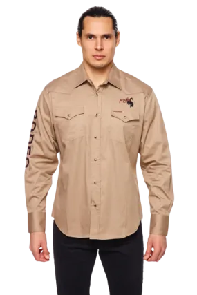 Avalon Men's Solid Rodeo Khaki Shirt
