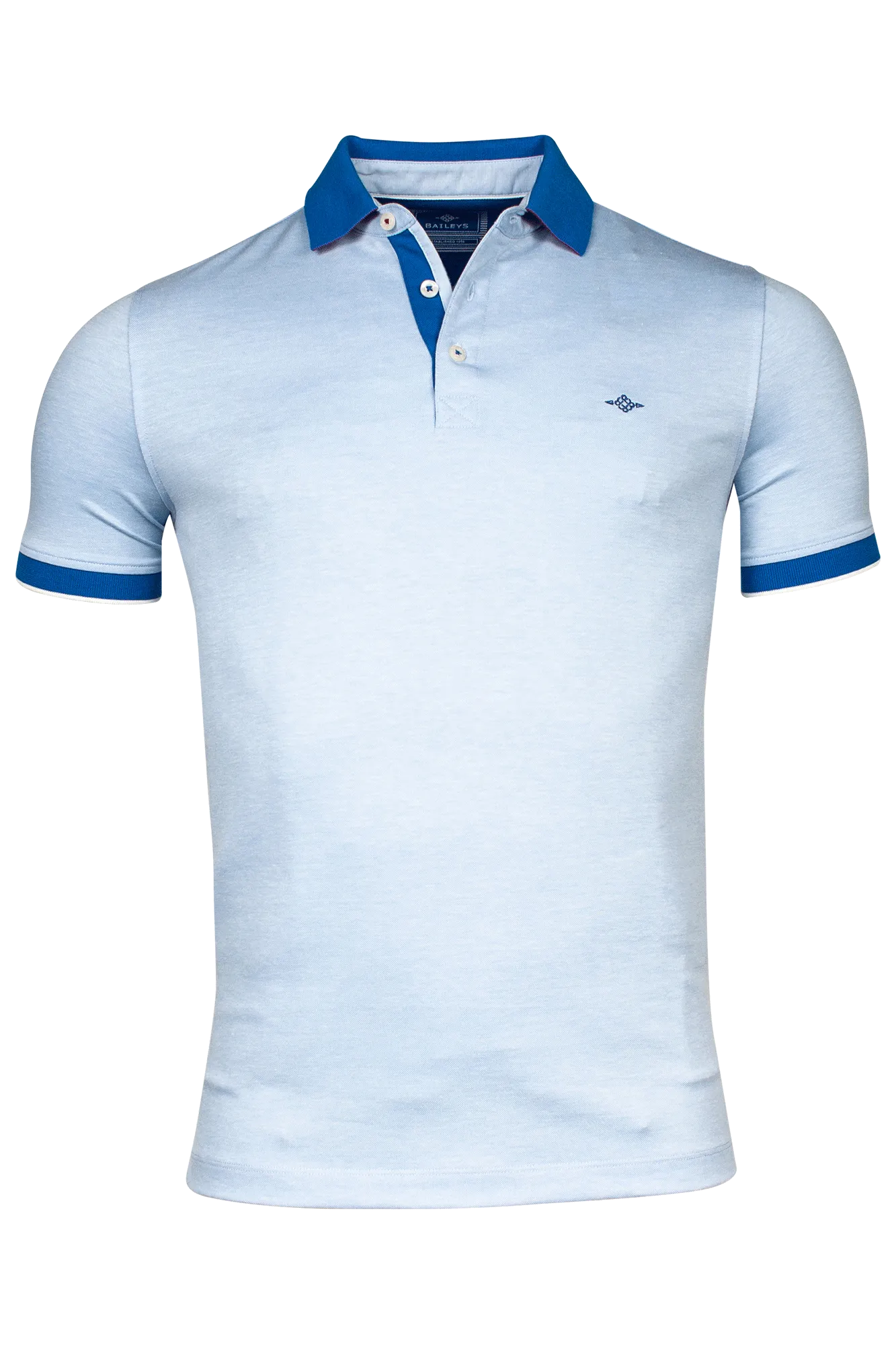 Baileys Short Sleeve Polo Shirt -Light Blue /Blue Trim