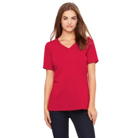Bella   Canvas Women's Red Relaxed Jersey Short-Sleeve V-Neck T-Shirt