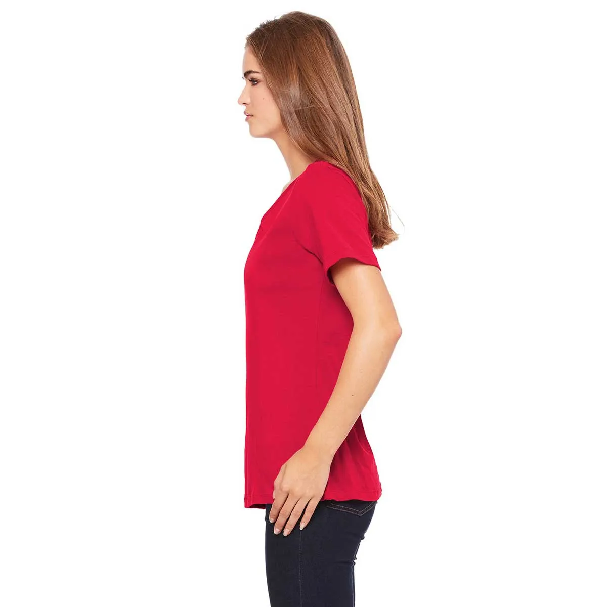 Bella   Canvas Women's Red Relaxed Jersey Short-Sleeve V-Neck T-Shirt