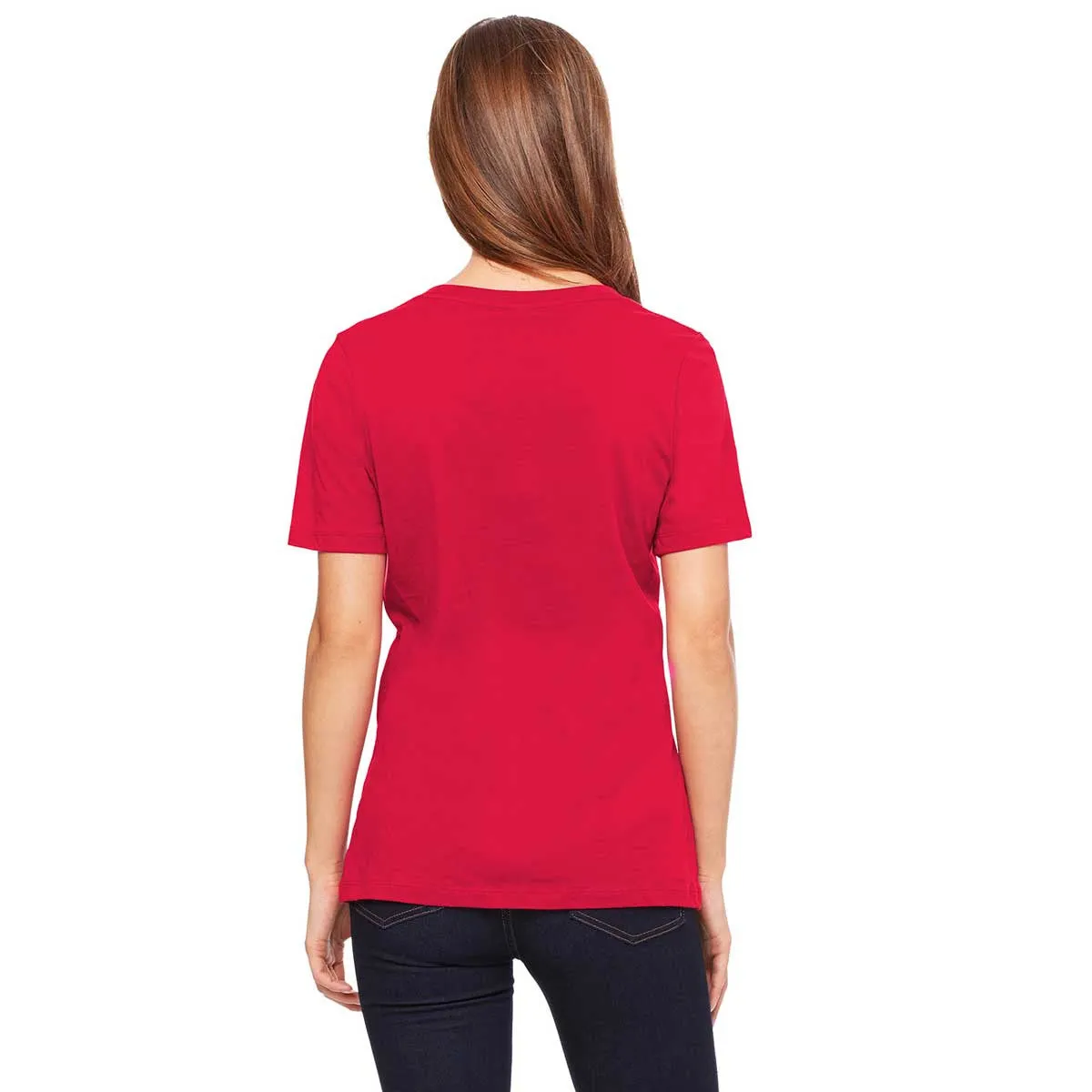 Bella   Canvas Women's Red Relaxed Jersey Short-Sleeve V-Neck T-Shirt