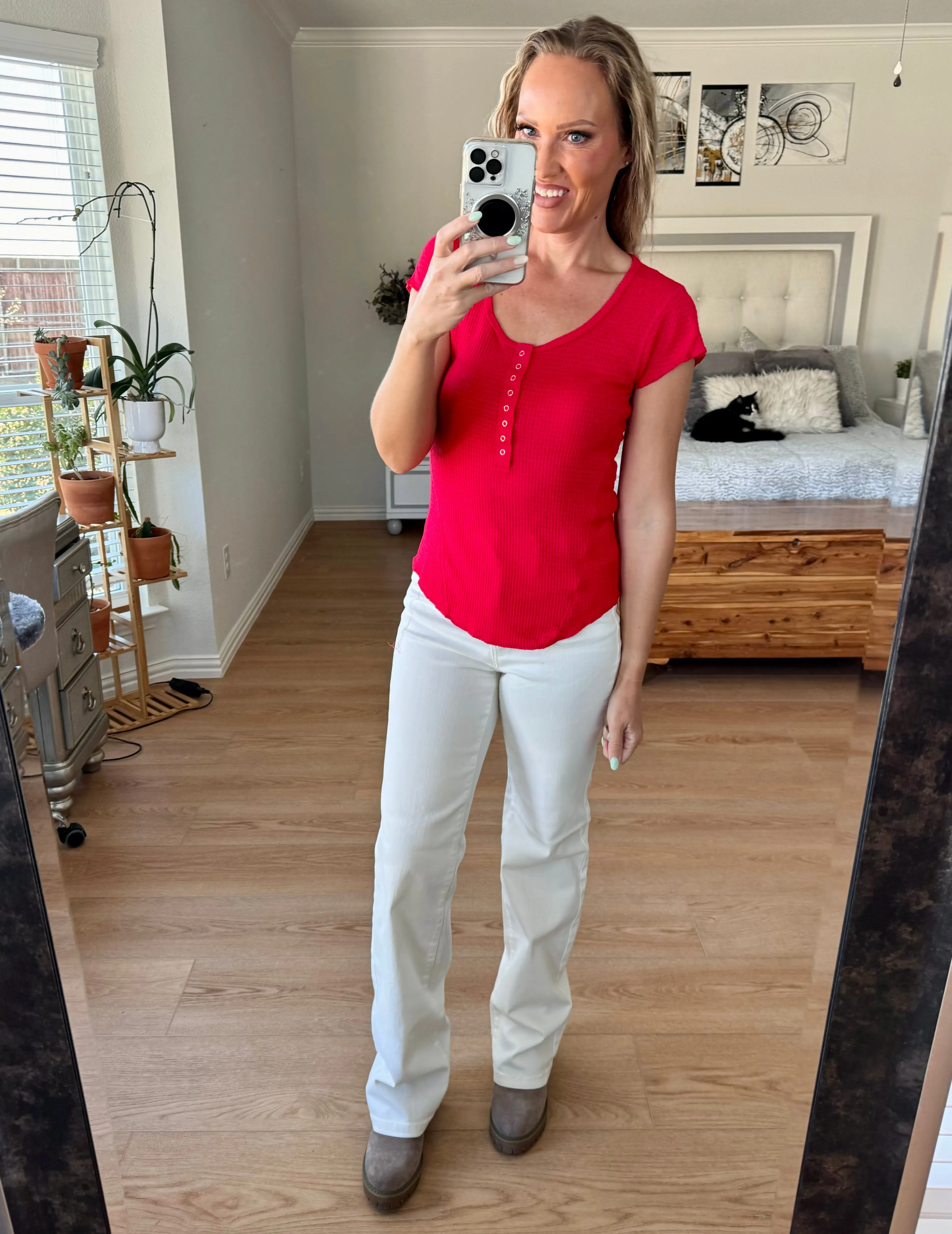 Bexlee Baby Waffle Half Snap Cap Sleeve Top