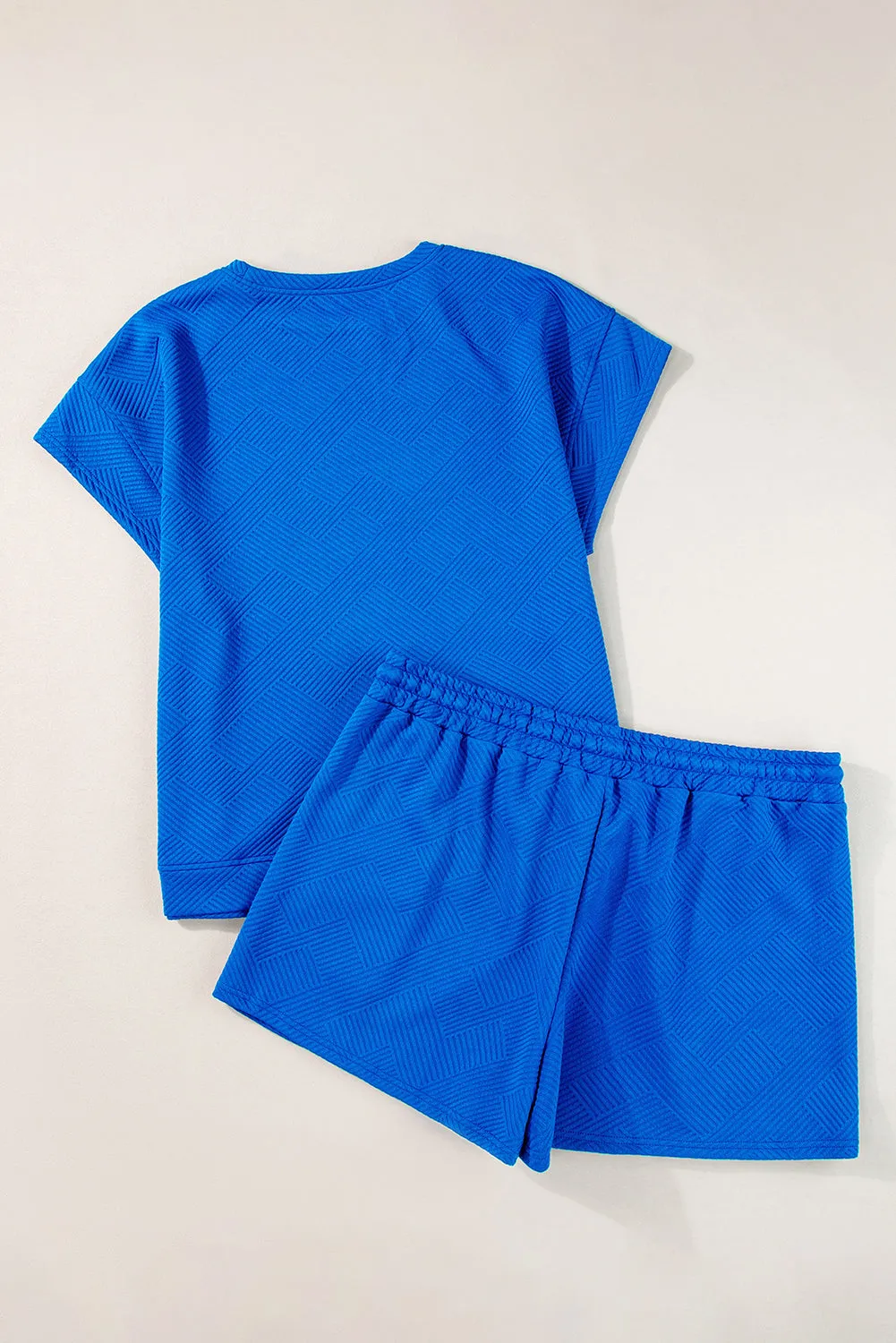 Blue Short Sleeve Collared Blouse