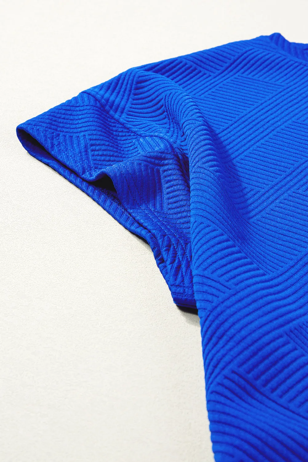 Blue Short Sleeve Collared Blouse