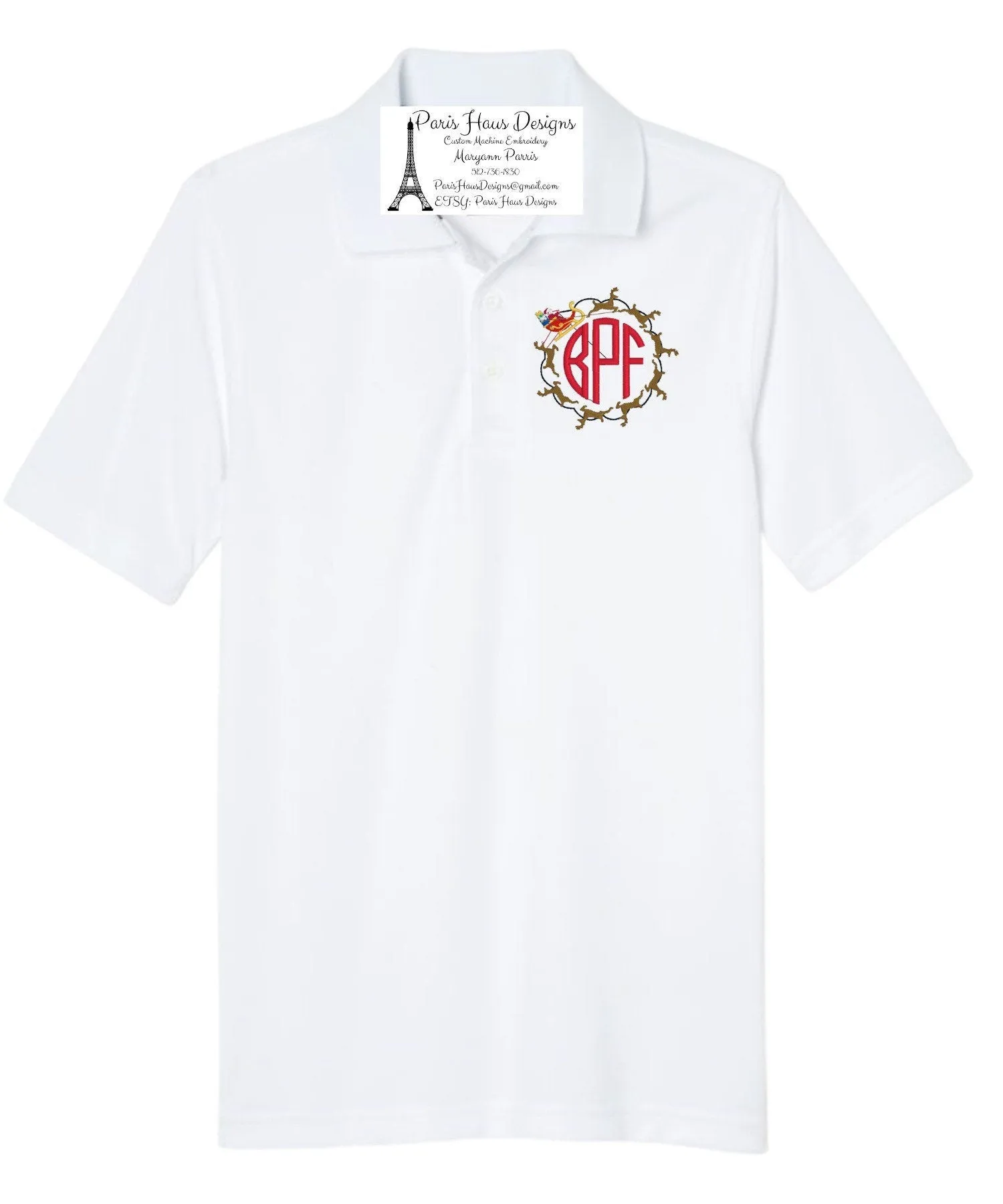 Boys Santa’s Sleigh Monogram Polo Design