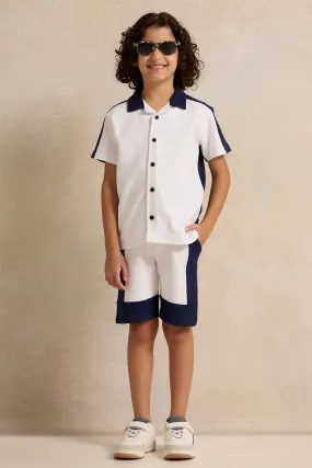 Boys White  Shirt With Shorts Set (2 Piece)