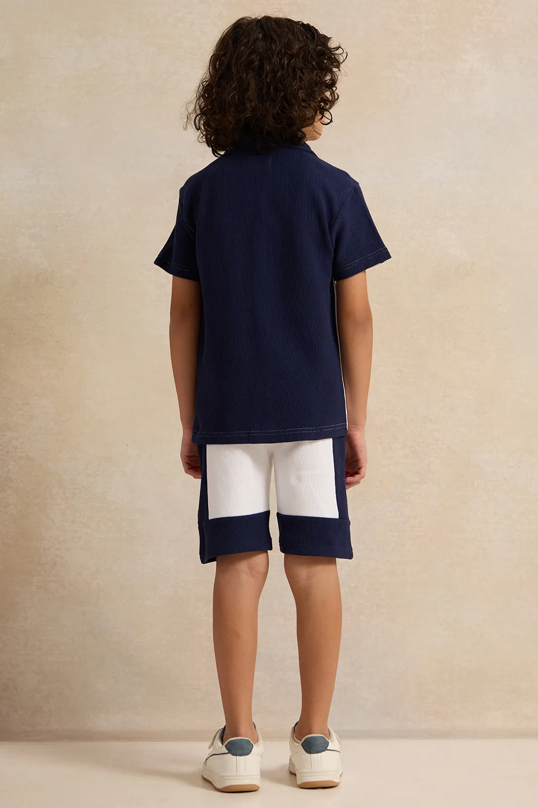 Boys White  Shirt With Shorts Set (2 Piece)