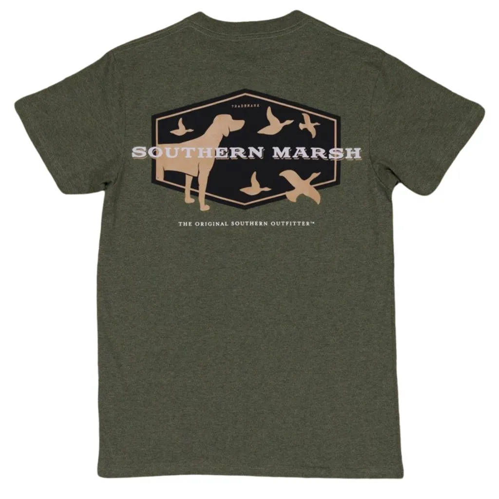Branding Collection - Hunting Dog Tee in Washed Dark Green by Southern Marsh