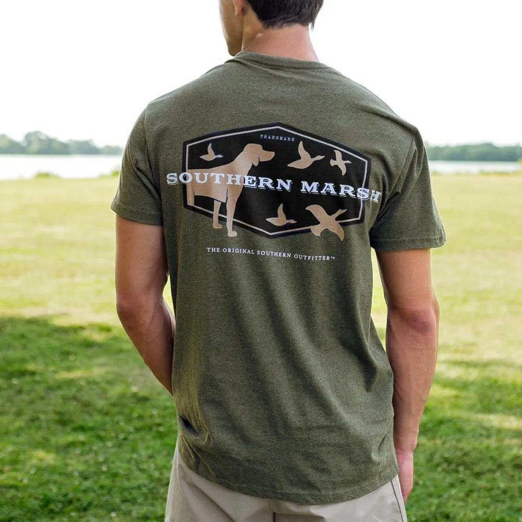 Branding Collection - Hunting Dog Tee in Washed Dark Green by Southern Marsh