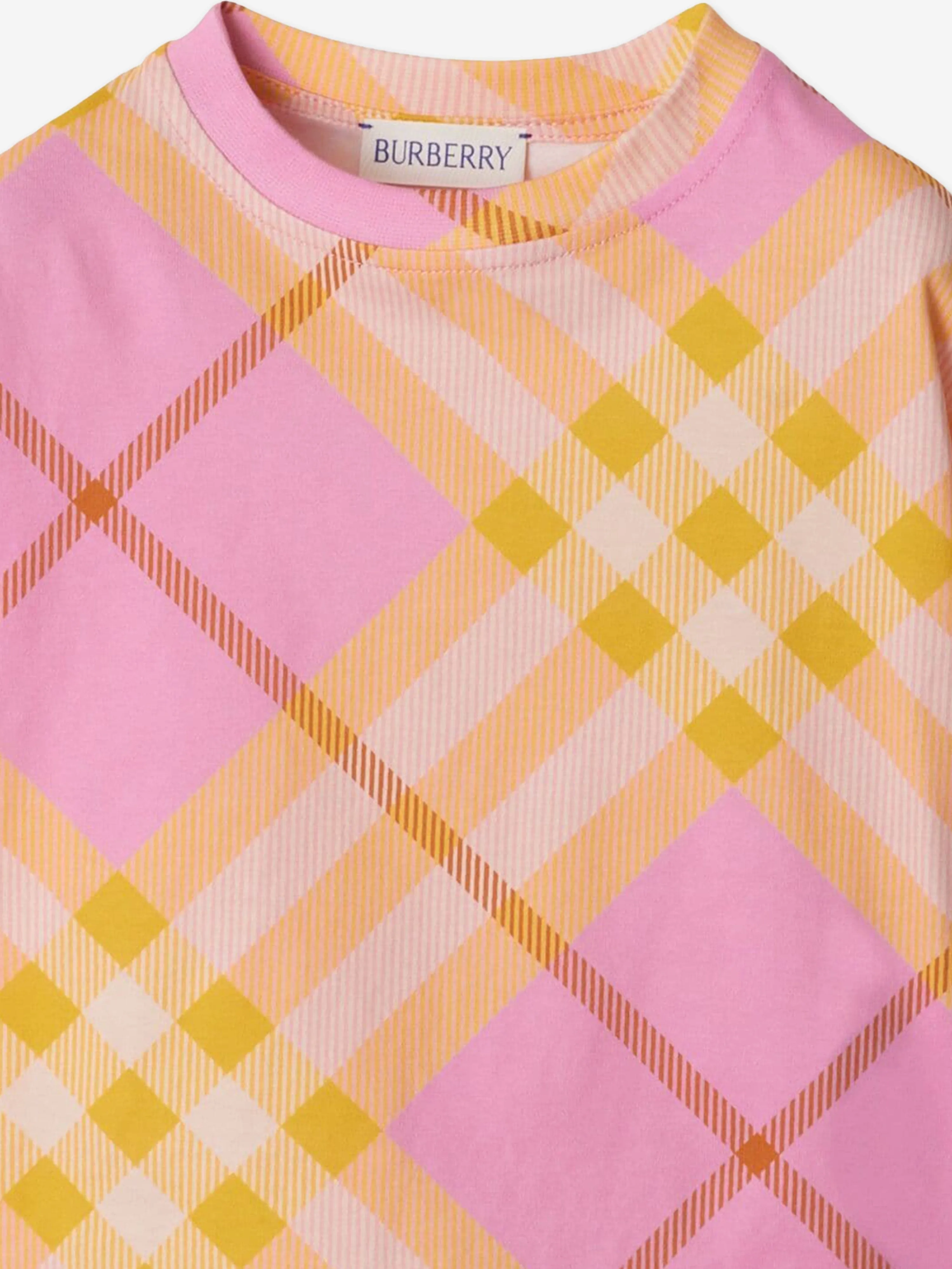 Burberry Baby Girls Mini Lilia Check T-Shirt in Pink