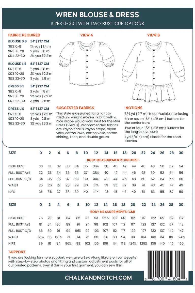 Chalk and Notch: Wren Blouse and Dress
