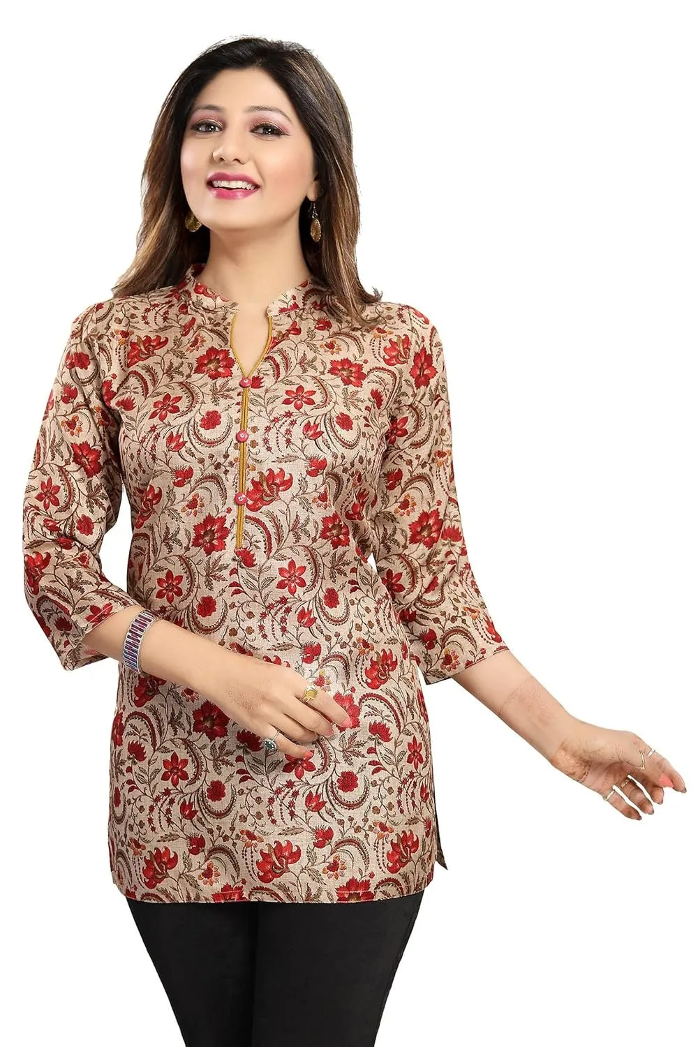 Chic Art Silk Kurti: Short-Length Style for the Modern Woman