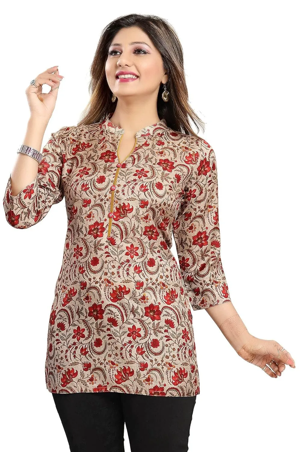 Chic Art Silk Kurti: Short-Length Style for the Modern Woman