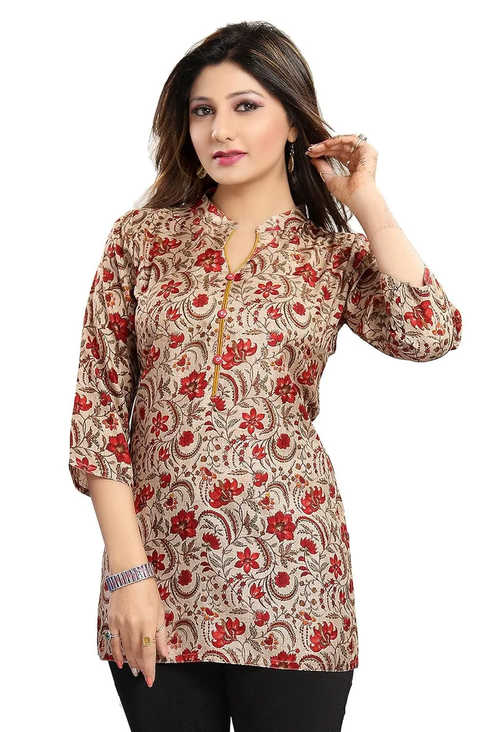 Chic Art Silk Kurti: Short-Length Style for the Modern Woman