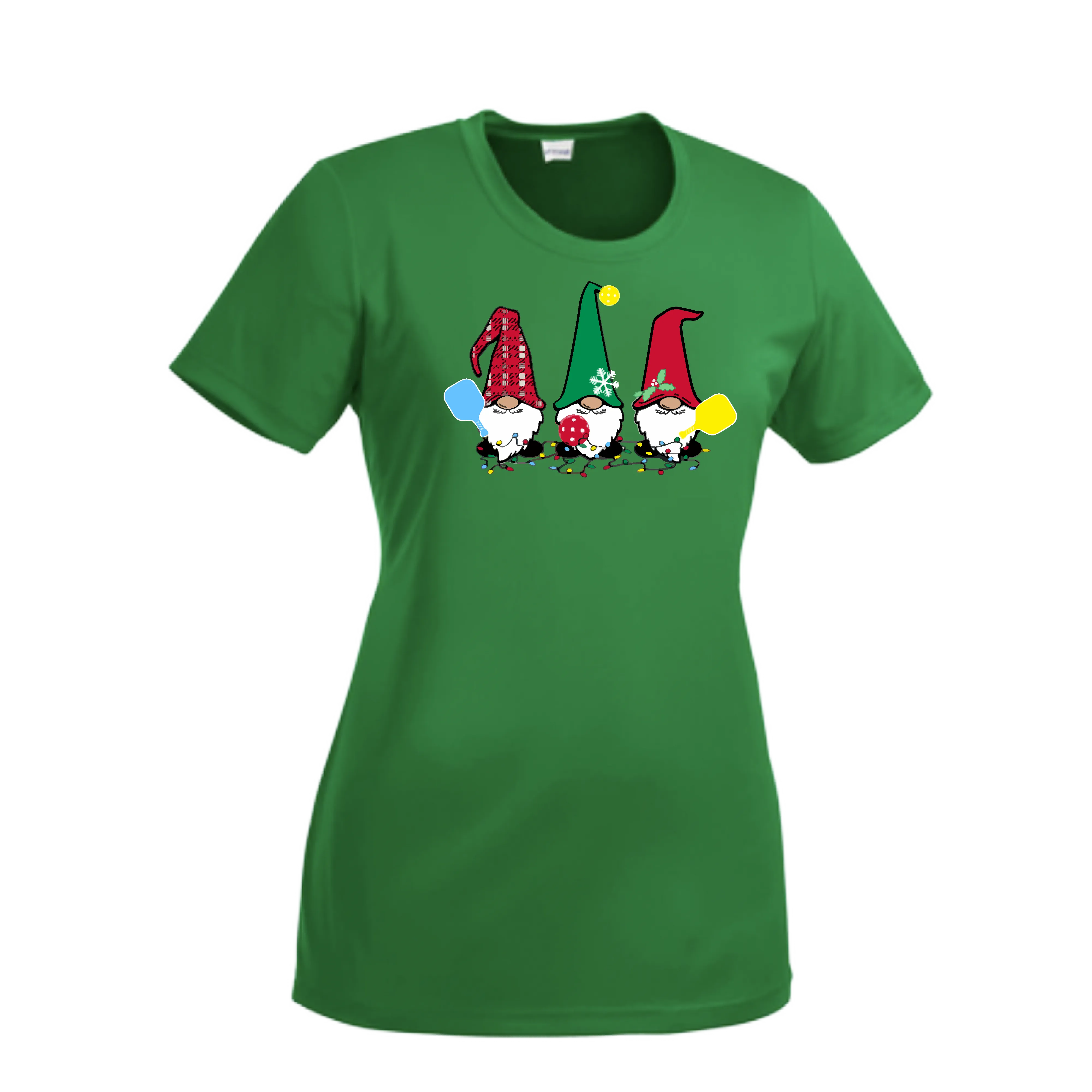 Christmas Gnomes | Women’s Short Sleeve Crewneck Pickleball Shirts | 100% Polyester