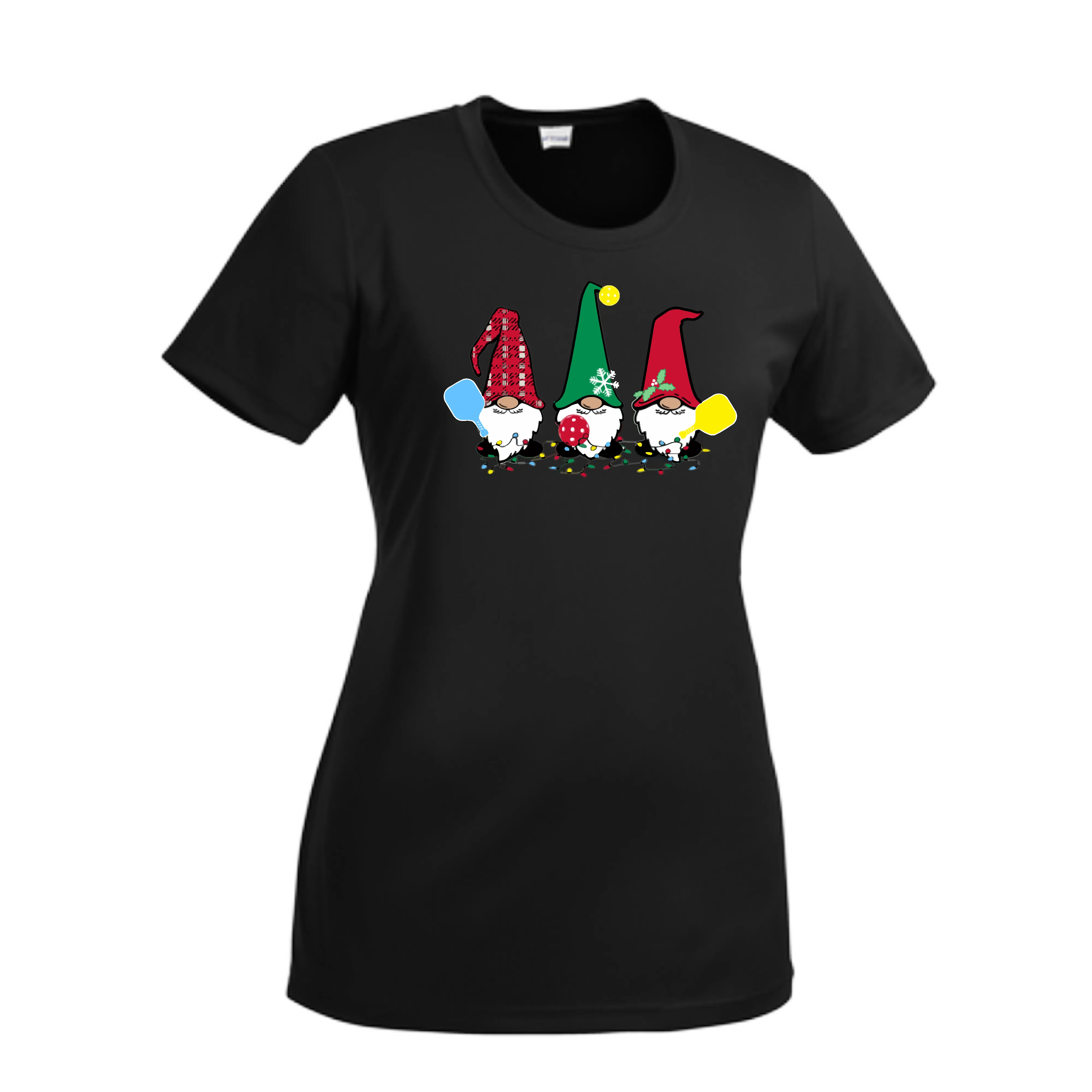 Christmas Gnomes | Women’s Short Sleeve Crewneck Pickleball Shirts | 100% Polyester