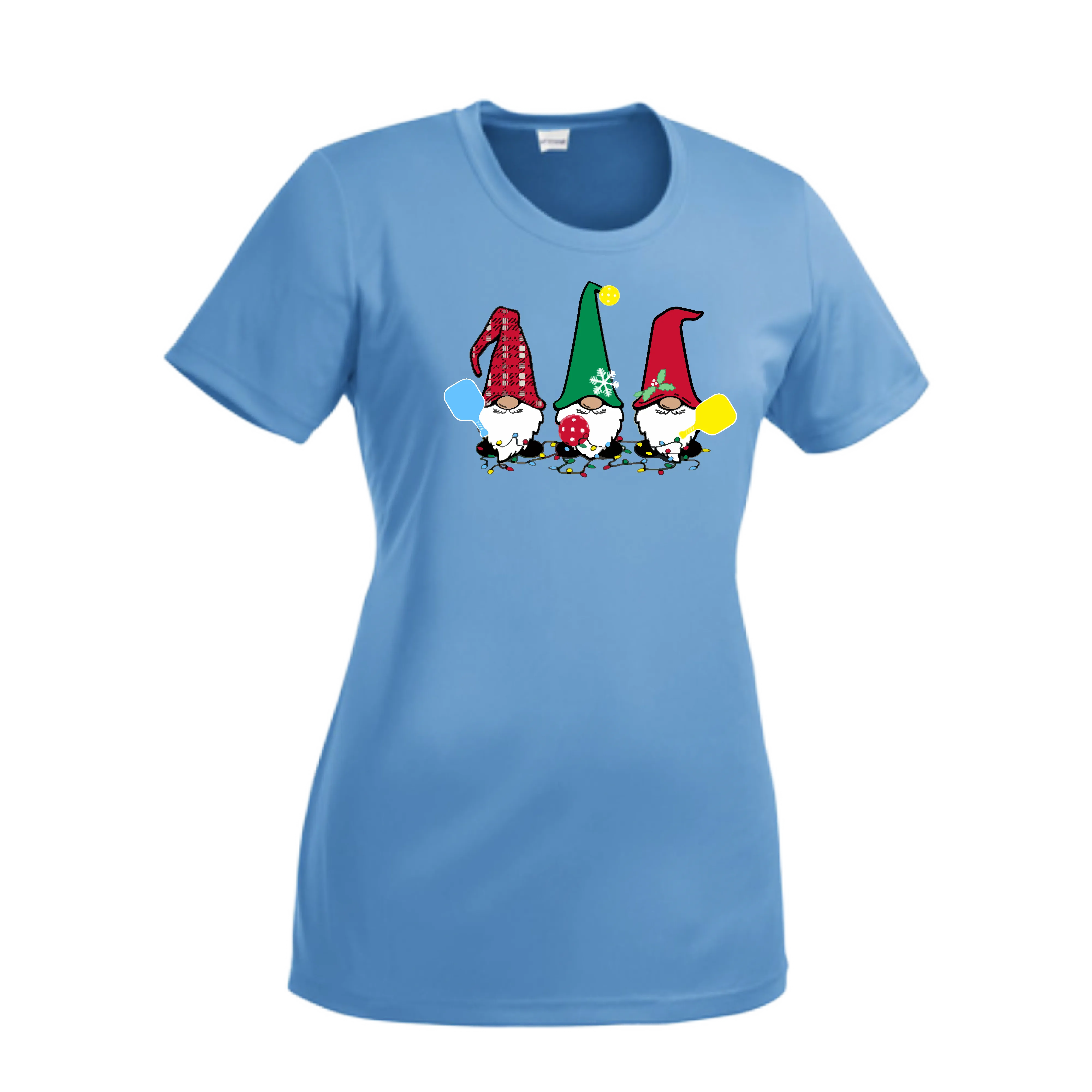 Christmas Gnomes | Women’s Short Sleeve Crewneck Pickleball Shirts | 100% Polyester