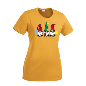 Christmas Gnomes | Women’s Short Sleeve Crewneck Pickleball Shirts | 100% Polyester