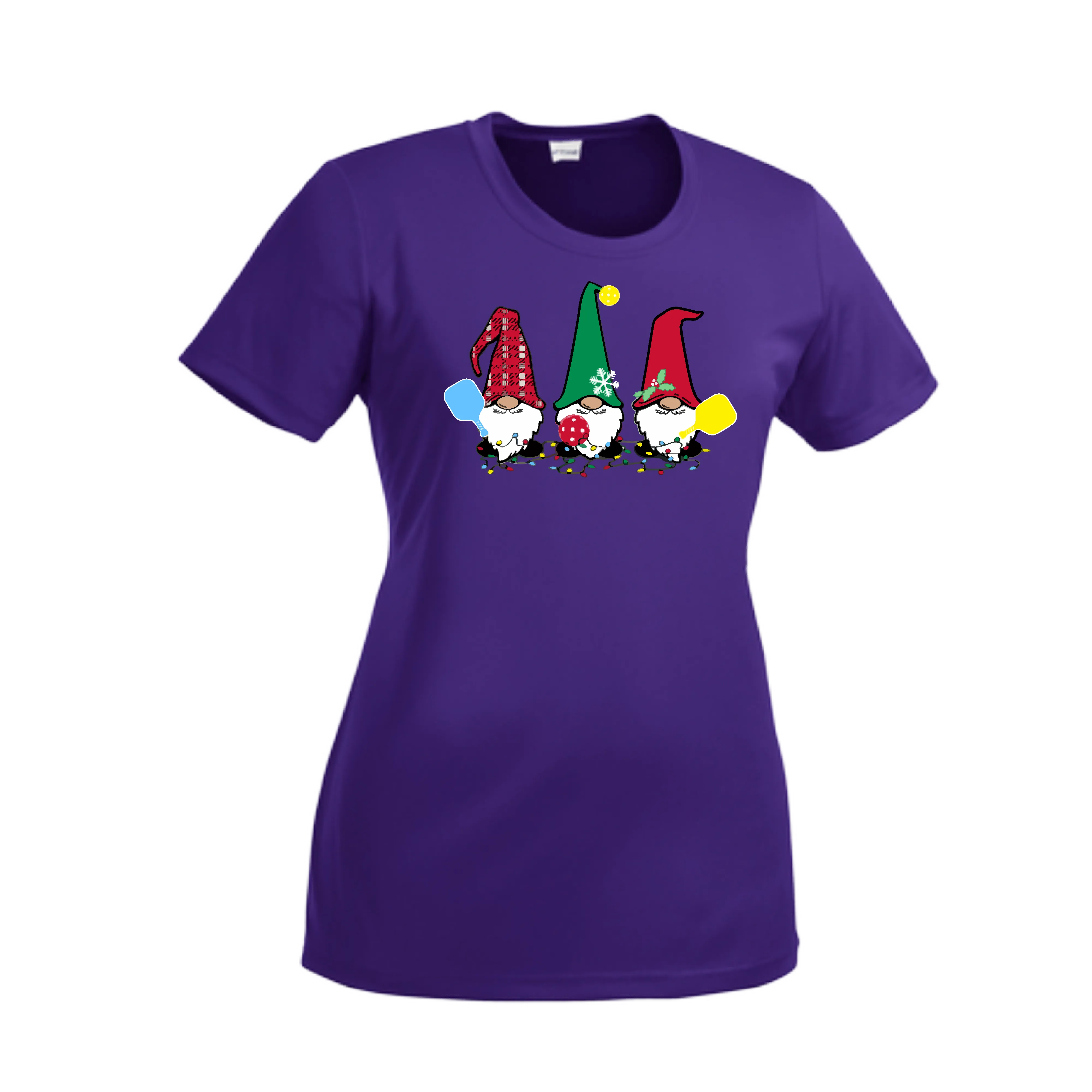 Christmas Gnomes | Women’s Short Sleeve Crewneck Pickleball Shirts | 100% Polyester