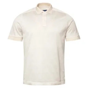 Cream Jacquard Filo di Scozia Polo Shirt
