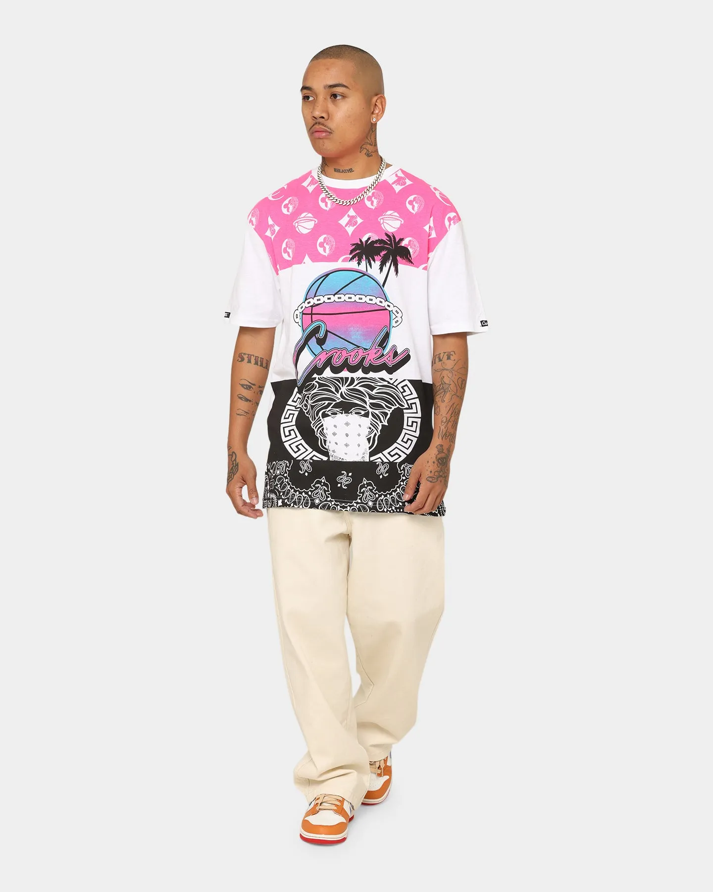 Crooks & Castles Miami Sportek T-Shirt Pink/Black