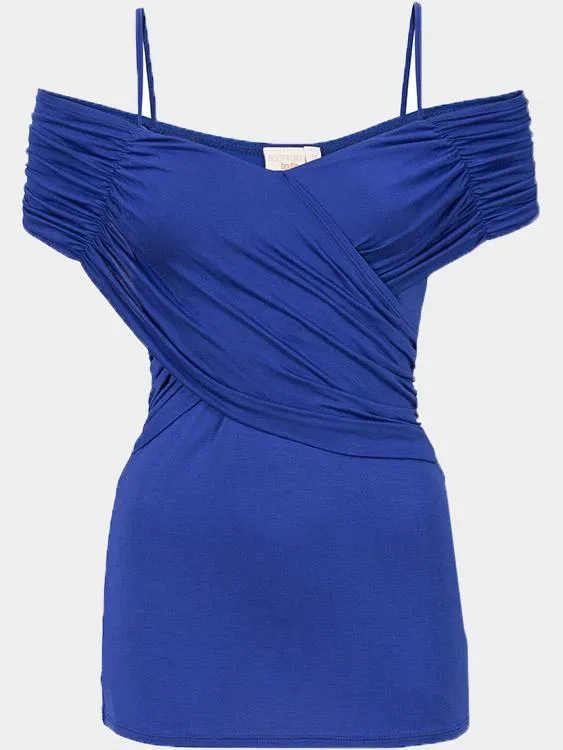 Custom Bateau Crossed Front Short Sleeve Royal T-Shirts