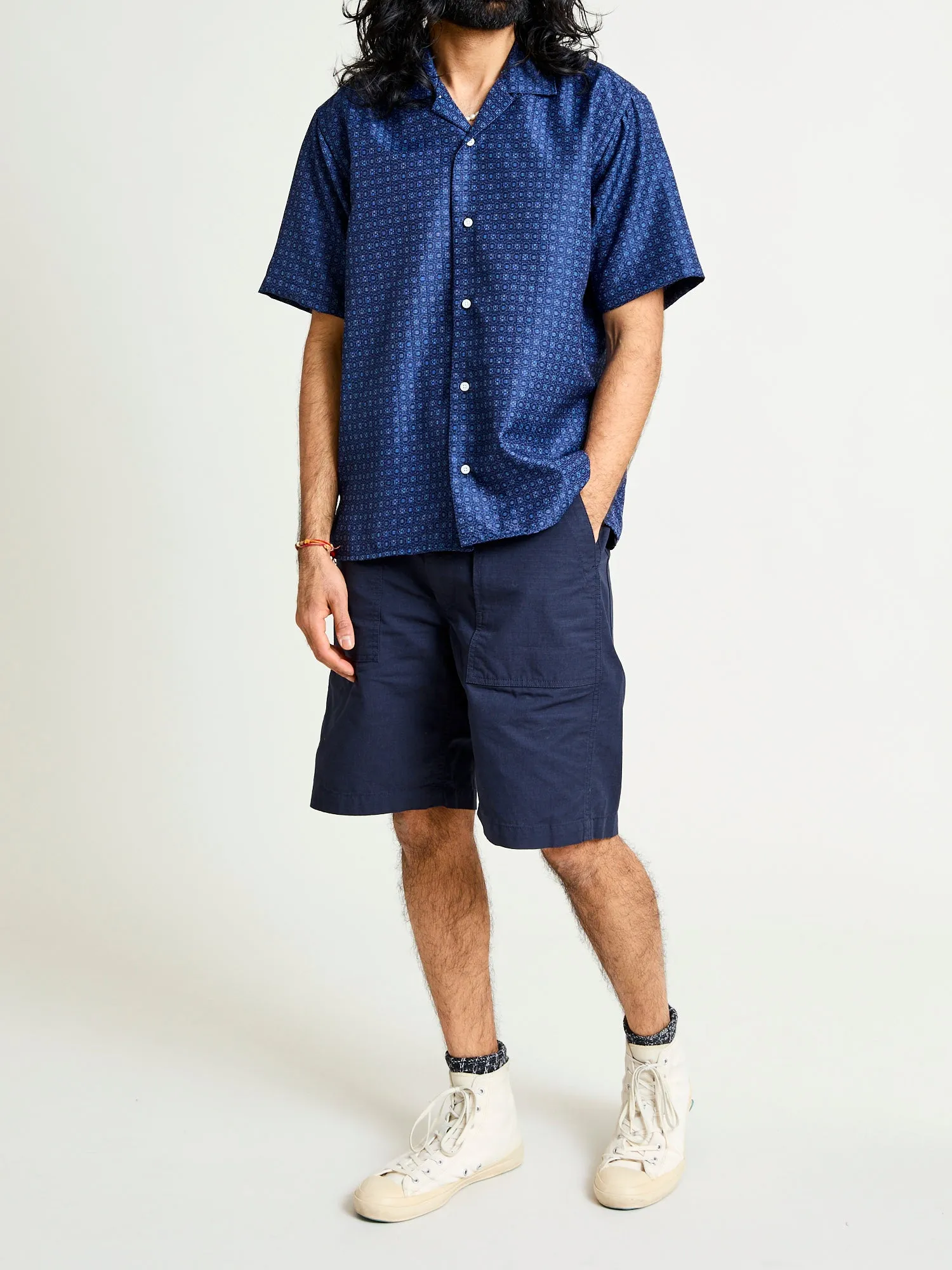Dobby Camp Shirt in Indigo