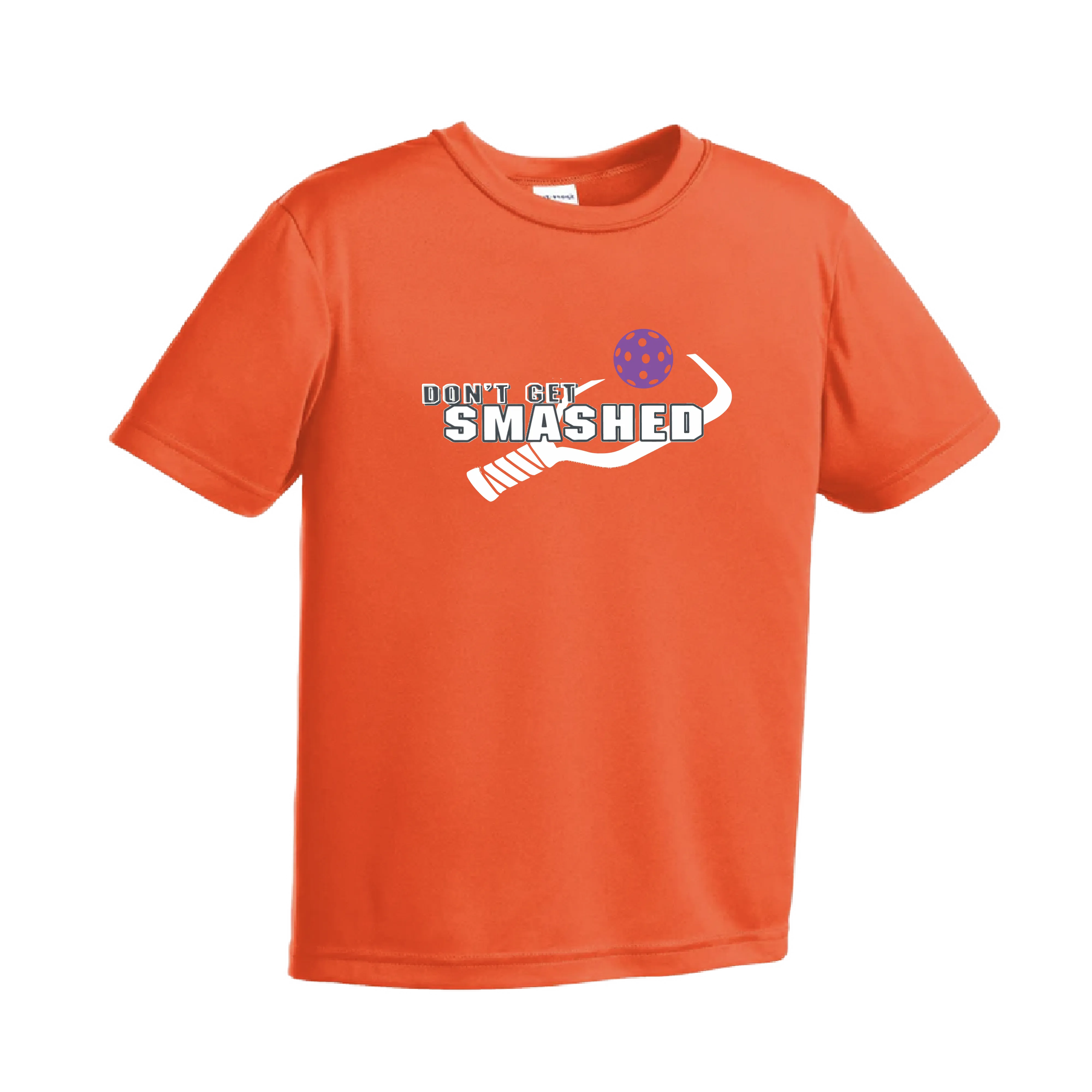 Don't Get Smashed (Purple White Yellow Pickleball Colors) | Youth Short Sleeve Pickleball Shirts | 100% Polyester