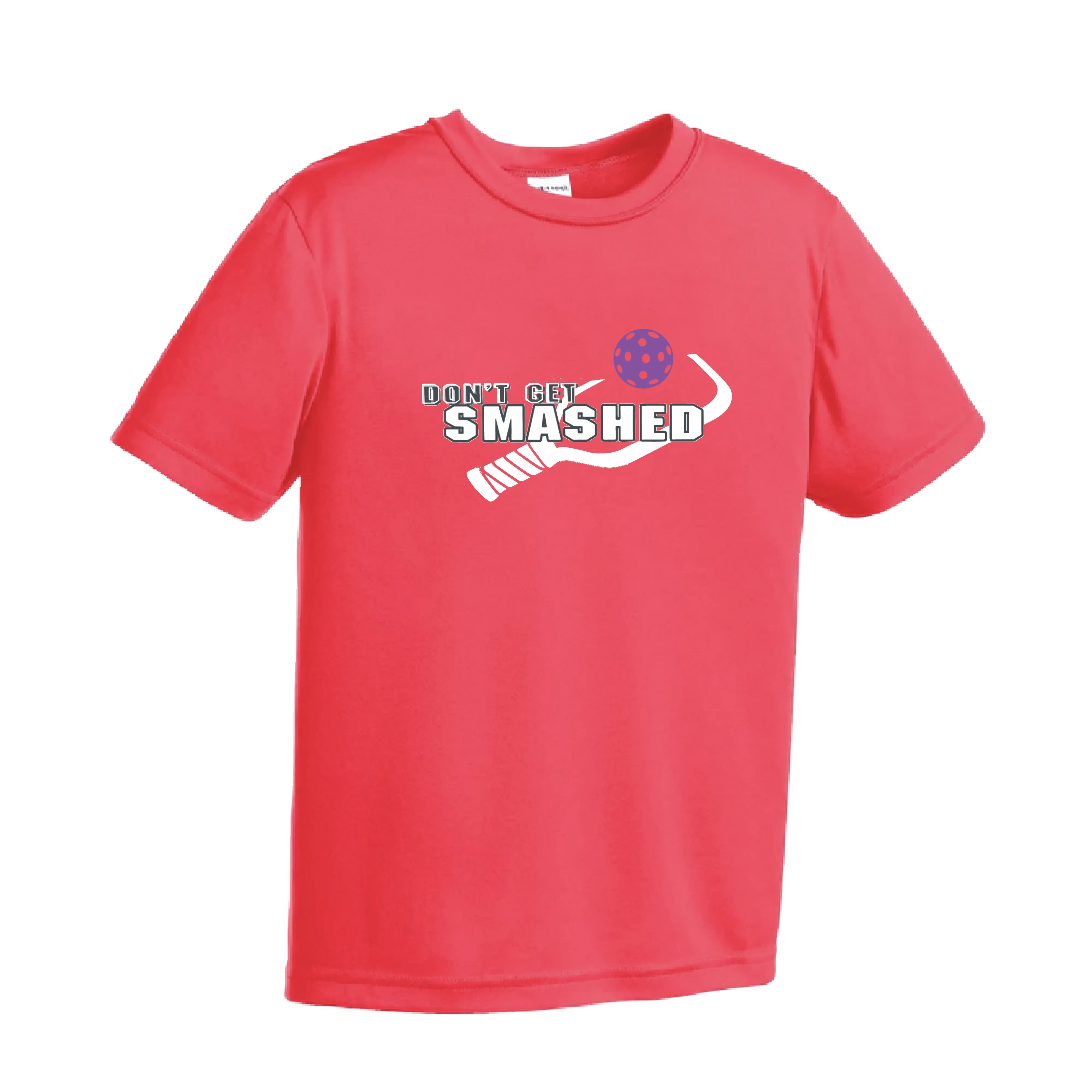 Don't Get Smashed (Purple White Yellow Pickleball Colors) | Youth Short Sleeve Pickleball Shirts | 100% Polyester