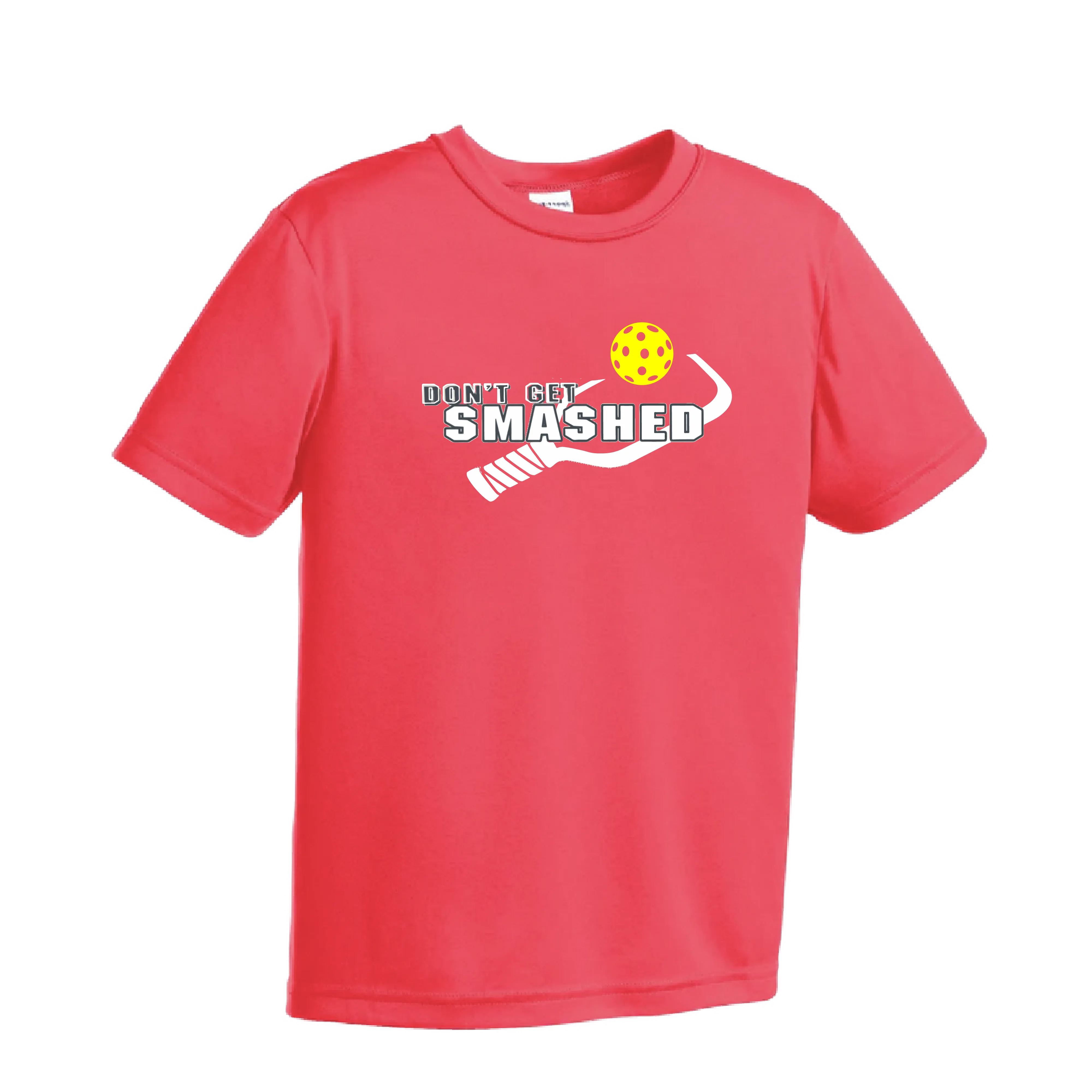 Don't Get Smashed (Purple White Yellow Pickleball Colors) | Youth Short Sleeve Pickleball Shirts | 100% Polyester
