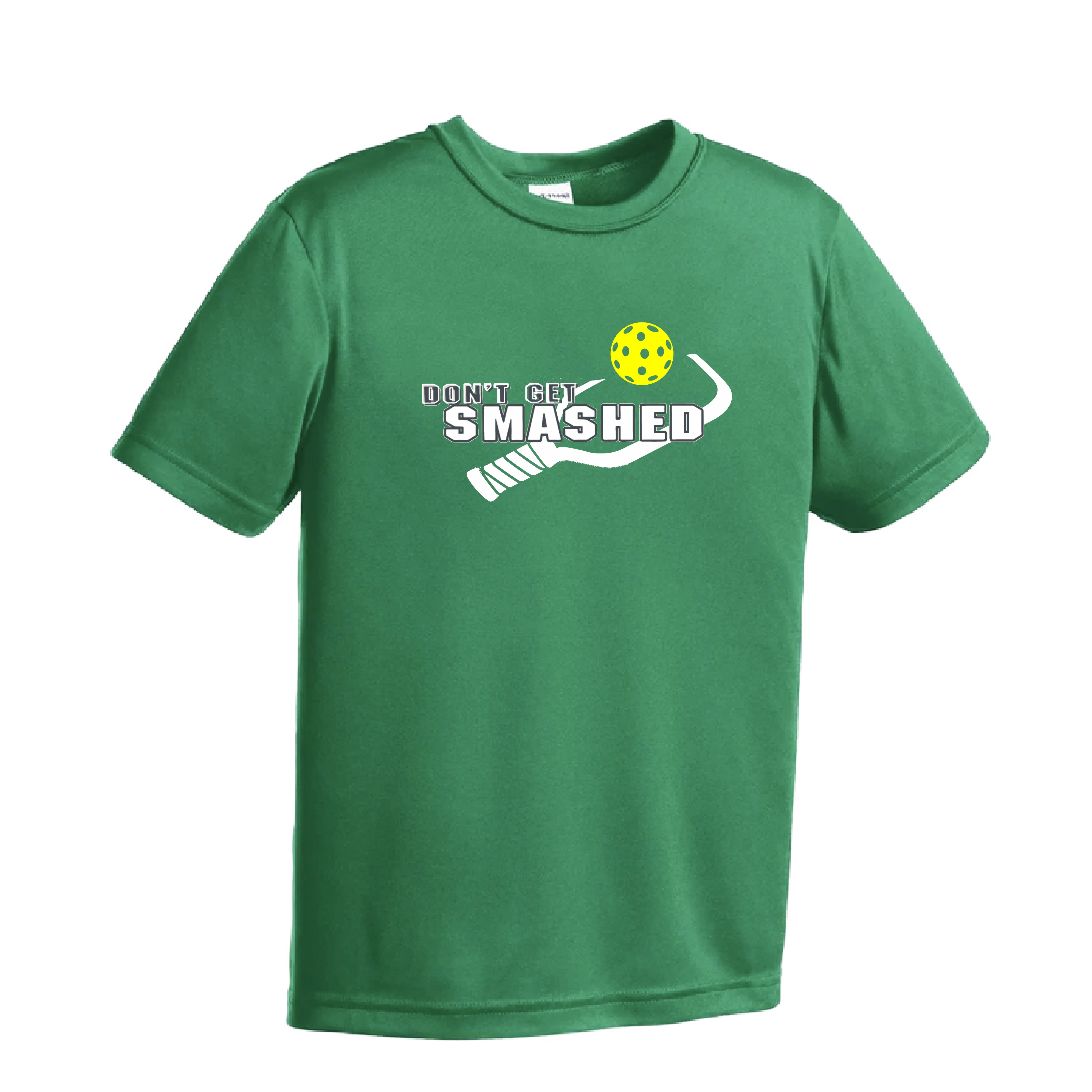 Don't Get Smashed (Purple White Yellow Pickleball Colors) | Youth Short Sleeve Pickleball Shirts | 100% Polyester