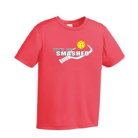 Don't Get Smashed (Purple White Yellow Pickleball Colors) | Youth Short Sleeve Pickleball Shirts | 100% Polyester