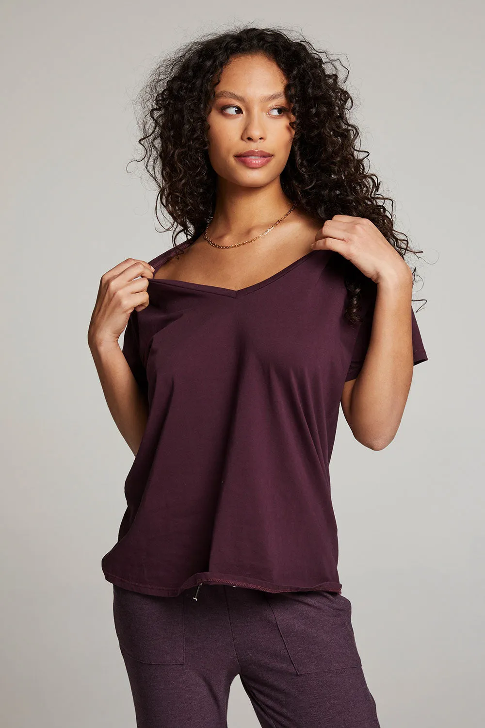 Everyday Essential Plum Perfect V Neck Tee