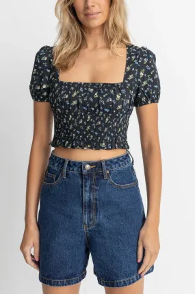 Fleur Floral Top (Black)