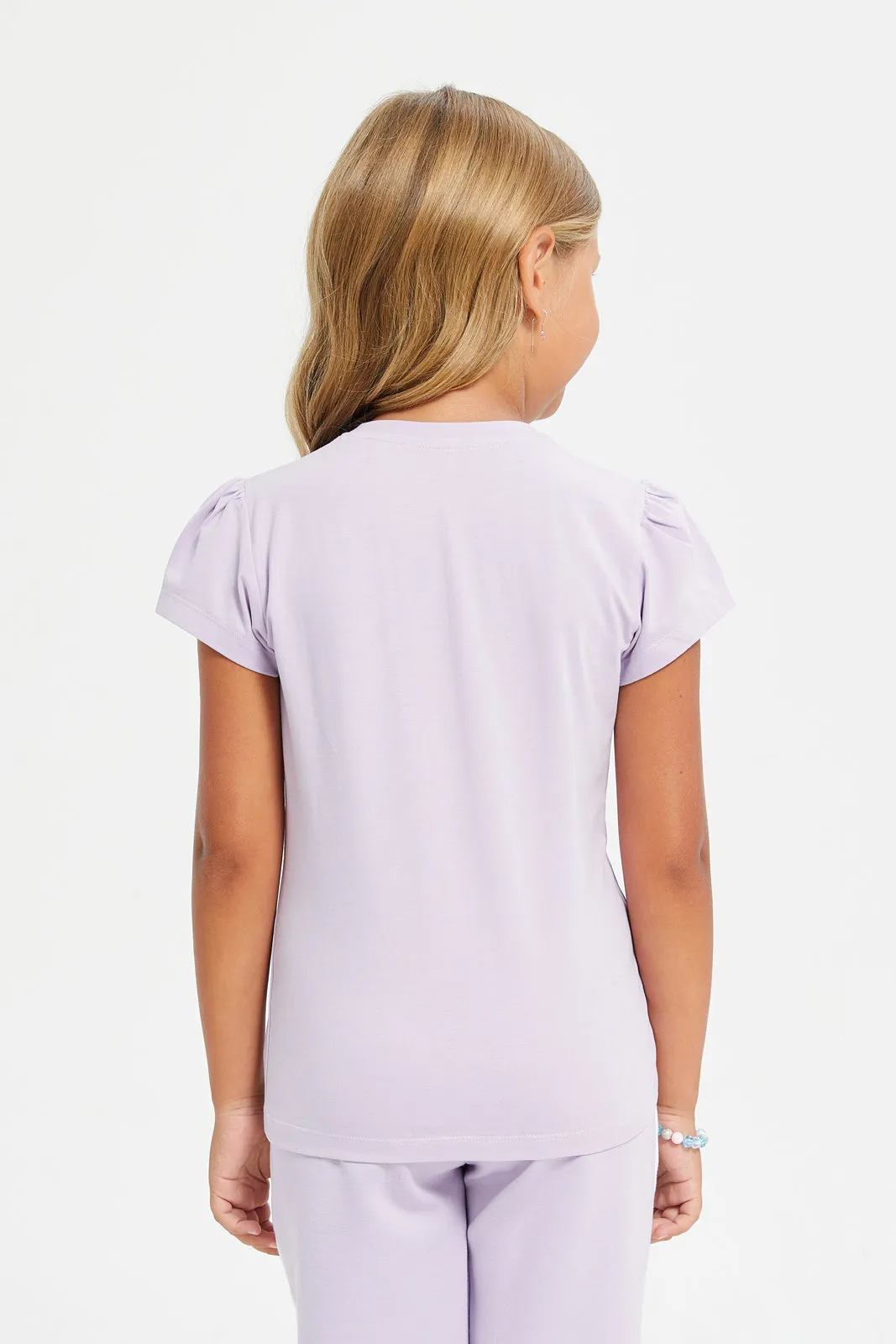 Girls Lilac Cool Girl Embellished T-Shirt