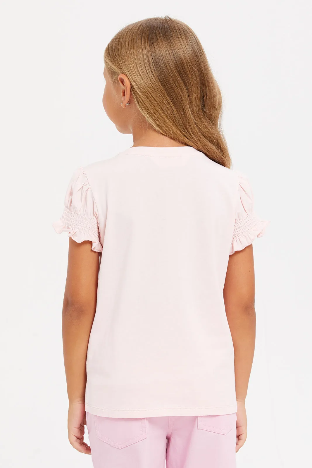Girls Pink Printed T-Shirt
