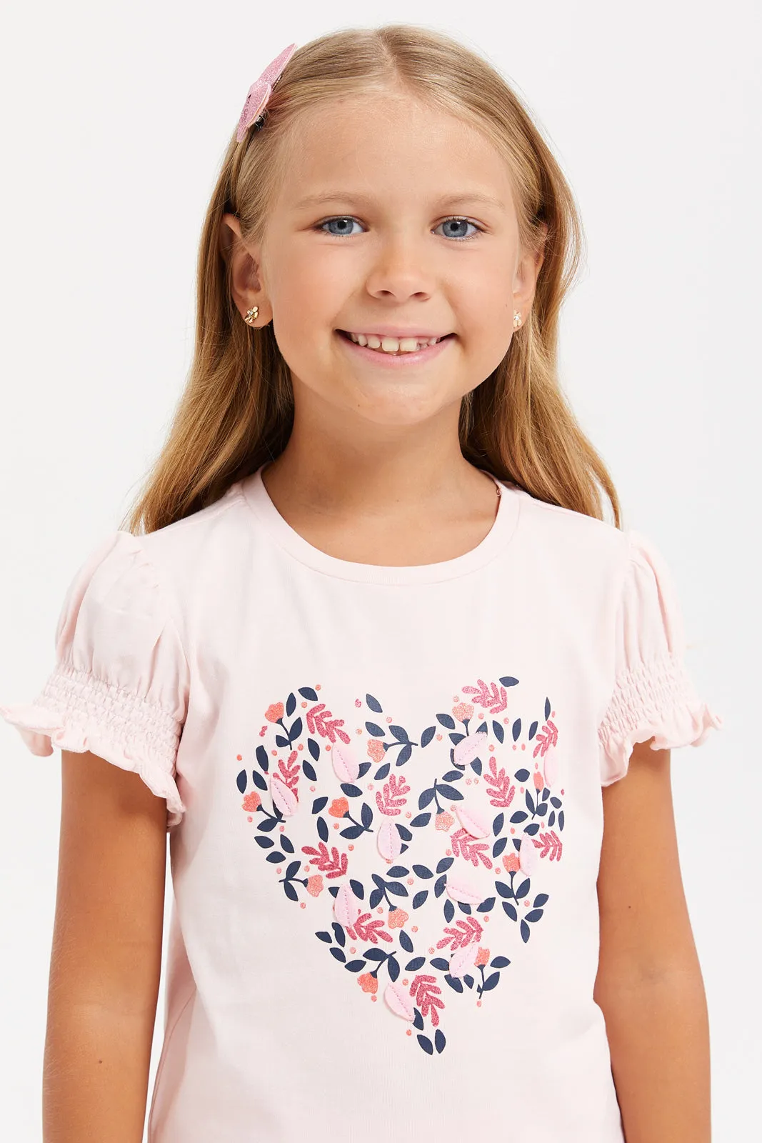 Girls Pink Printed T-Shirt