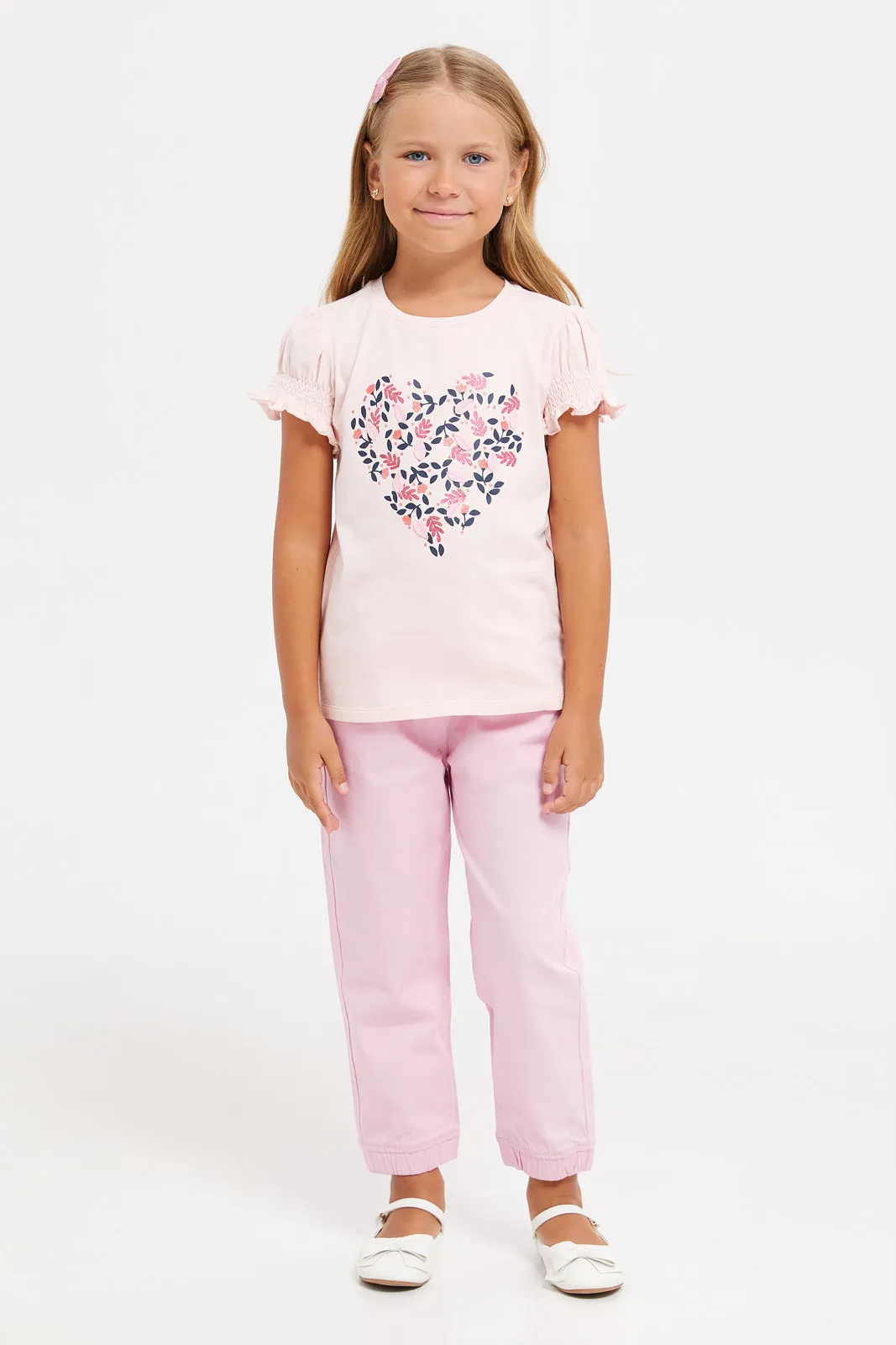 Girls Pink Printed T-Shirt