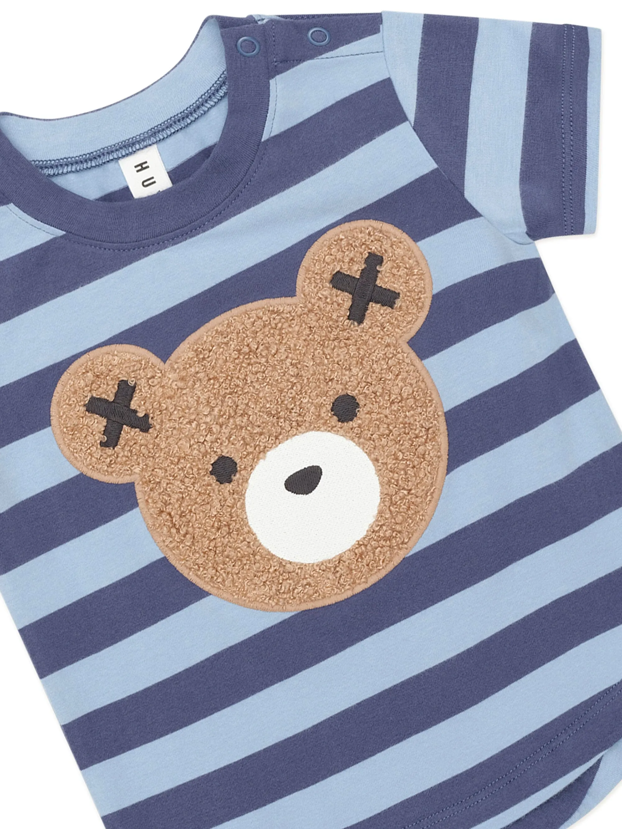 Huxbaby - Furry Hux Blue Stripe Bear T-Shirt - HB2061W25