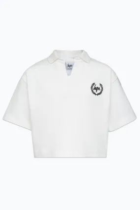 Hype Girls White Script Polo Shirt